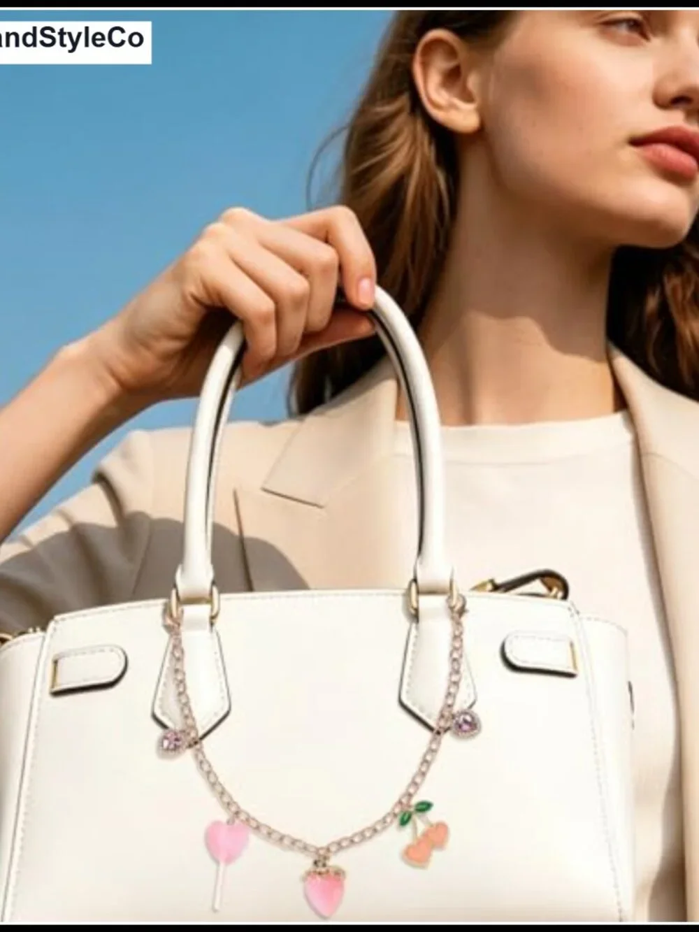 Zinc Alloy Resin Bag Charm Chain Strawberry Cherry Handbag Wallet Decoration